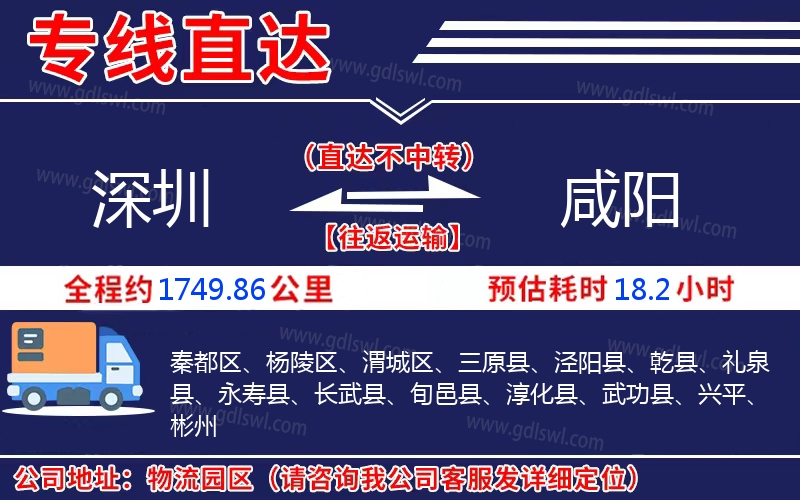 深圳到咸陽物流公司